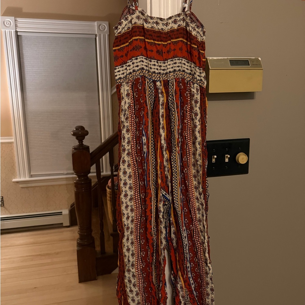Bohemian Red and Cream Jumpsuit